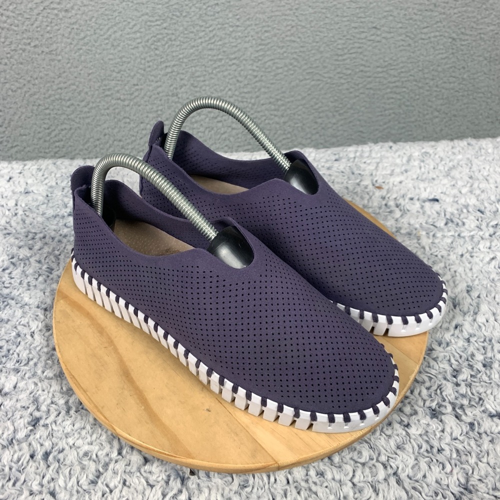 Ilse Jacobsen Tulip Flat Women's 40 US 10 Purple Perforated Slip On Casual Shoes